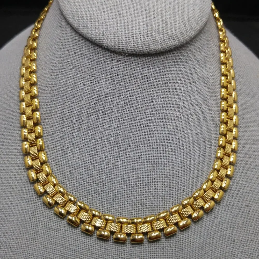 Vintage Monet Gold Plated Interlocking Chain Choker Necklace